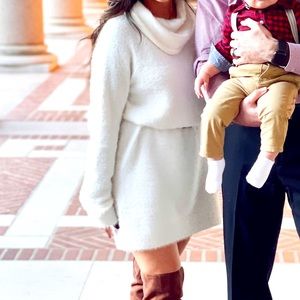 White sweater dress